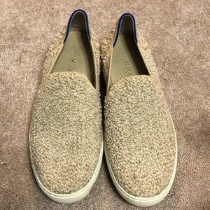 Rothy’s The Classic Slip-On Woven Sneaker in Honeybun Metallic Boucle Size 8